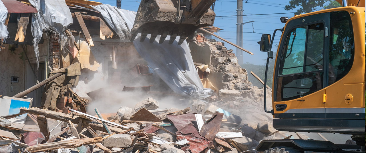 excavator doing demolition